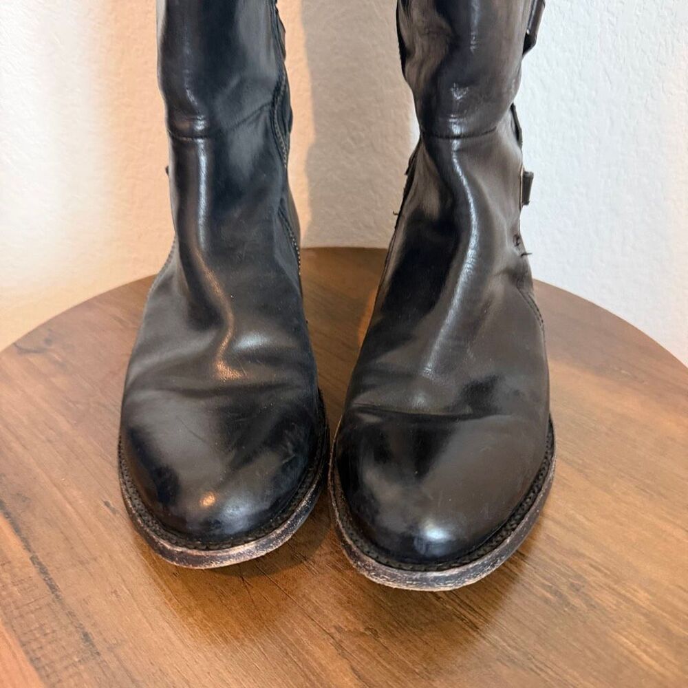 FRYE Black Leather Jordan Criss-Cross Strappy Tall Riding Boots Women's Size 6 - Picture 3 of 13